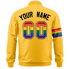 Gold LGBT Rainbow Pride Month Letterman Bomber Jacket 4