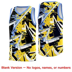Gold Light Blue Abstract Graffiti Quick-Drying Basketball Jersey 6