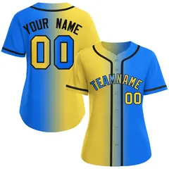 Gold Light Blue-Black Gradient Baseball Jersey