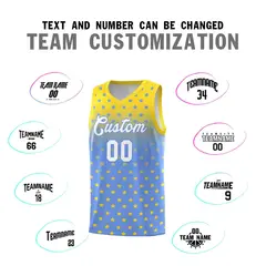 Gold Light Blue Gradient Star Pattern Basketball Jersey Sets 4
