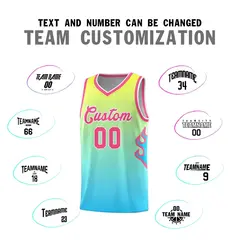 Gold Light Blue-Pink Flame Gradient Basketball Jersey 4