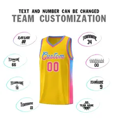 Gold Light Blue-Pink Gradient Basketball Jersey 4