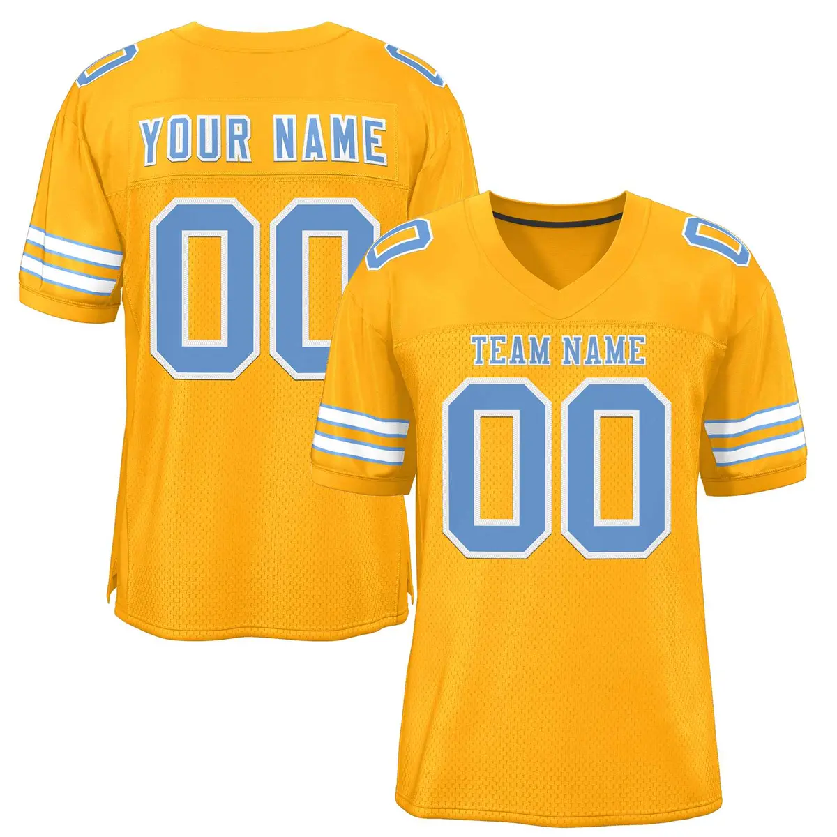 Gold Light Blue-White Football Jersey
