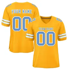 Gold Light Blue-White Football Jersey 1
