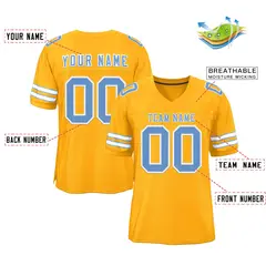 Gold Light Blue-White Football Jersey 2