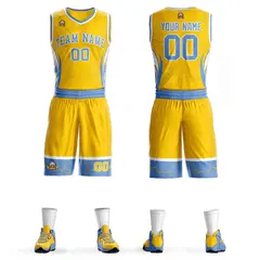 Gold Light Blue-White Graffiti Lightning Basketball Jersey