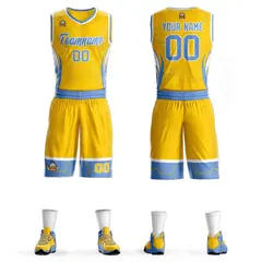 Gold Light Blue-White Graffiti Lightning Basketball Jersey