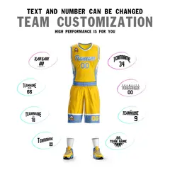 Gold Light Blue-White Graffiti Lightning Basketball Jersey 4