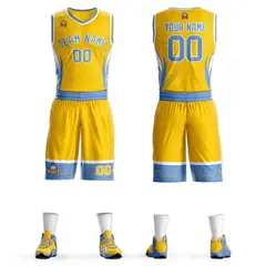 Gold Light Blue-White Graffiti Lightning Basketball Jersey
