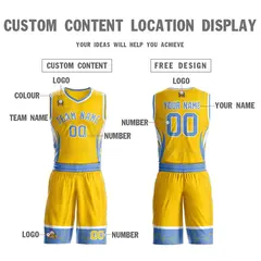 Gold Light Blue-White Graffiti Lightning Basketball Jersey 3