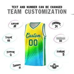 Gold Light Green-Sky Blue Gradient Irregular Shapes Basketball Jersey 3
