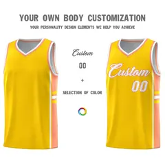 Gold Light Orange Color Block Varsity Basketball Jersey 3