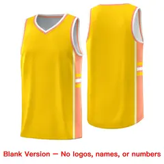 Gold Light Orange Color Block Varsity Basketball Jersey 6