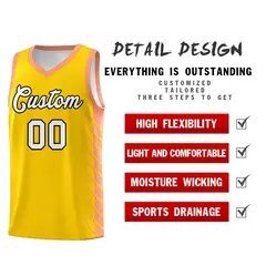 Gold Light Orange Side Symmetrical Line Pattern Basketball Jersey 2