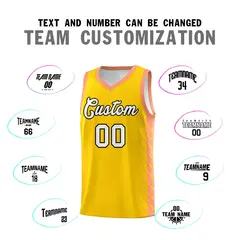 Gold Light Orange Side Symmetrical Line Pattern Basketball Jersey 4