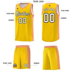 Gold Light Orange Side Symmetrical Line Pattern Basketball Jersey 5
