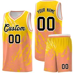Gold Light Orange Snow Mountain Beast Pattern Basketball Jersey 1