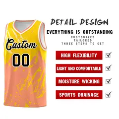 Gold Light Orange Snow Mountain Beast Pattern Basketball Jersey 2