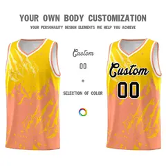 Gold Light Orange Snow Mountain Beast Pattern Basketball Jersey 3
