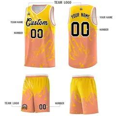 Gold Light Orange Snow Mountain Beast Pattern Basketball Jersey 5
