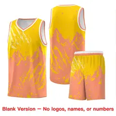 Gold Light Orange Snow Mountain Beast Pattern Basketball Jersey 7
