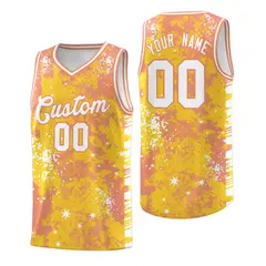 Gold Light Orange Vice Burst Graffiti Stretch Basketball Jersey 1