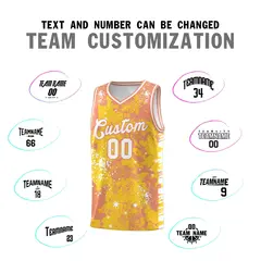 Gold Light Orange Vice Burst Graffiti Stretch Basketball Jersey 4