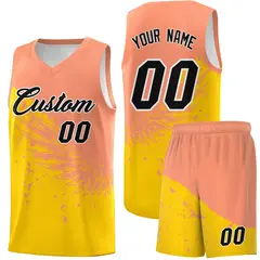 Gold Light Orange Wing Pattern Basketball Jersey 1