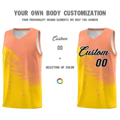 Gold Light Orange Wing Pattern Basketball Jersey 3