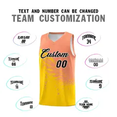 Gold Light Orange Wing Pattern Basketball Jersey 4