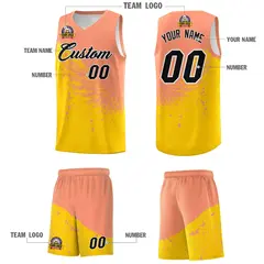 Gold Light Orange Wing Pattern Basketball Jersey 5