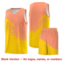 Gold Light Orange Wing Pattern Basketball Jersey 7