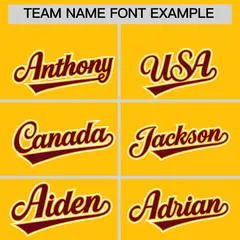 Gold Maroon White Sleeve Flag Lace Baseball Jersey 3