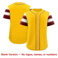 Gold Maroon White Sleeve Flag Lace Baseball Jersey 7