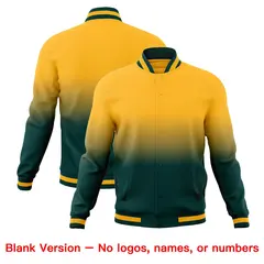 Gold Midnight Green Gradient Full-Snap Letterman Jacket 7