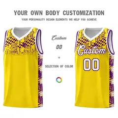 Gold Mosaic Stars Basketball Uniform Jersey 3