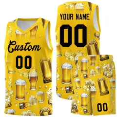 Gold National Beer Day Beer Bubble Basketball Jersey