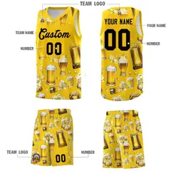 Gold National Beer Day Beer Bubble Basketball Jersey 3