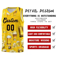 Gold National Beer Day Beer Bubble Basketball Jersey 5