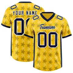 Gold Navy All Star Graffiti Pattern Football Jersey 1