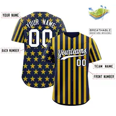 Gold Navy American Flag Graffiti Baseball Jersey 2