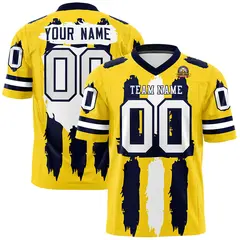 Gold Navy and White Graffiti Flag Football Jersey 1