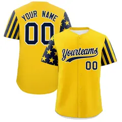 Gold Navy Black American Flag Raglan Baseball Jersey 1