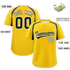 Gold Navy Color Block Authentic Baseball Jersey 2