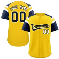 Gold Navy Contrast Raglan Baseball Jersey 1