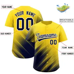 Gold Navy Diagonal Stripe Gradient Fashion Baseball Jersey 2