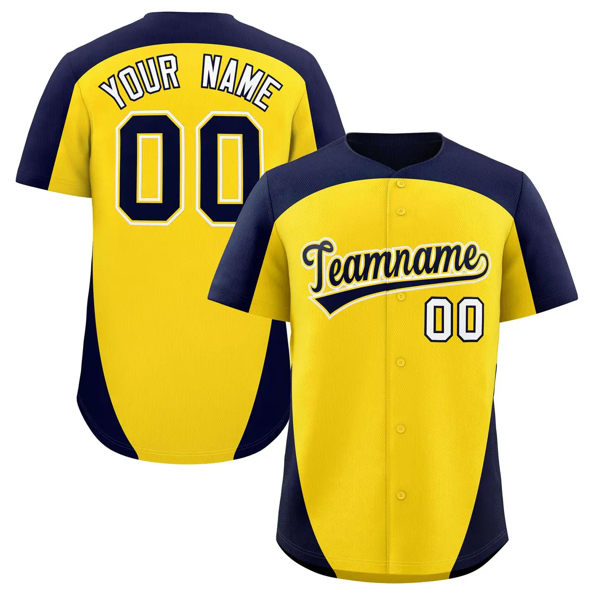 Gold Navy Edge Color Block Baseball Jersey