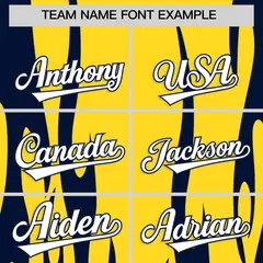 Gold Navy Flame Pattern Authentic Pullover Baseball Jersey 3