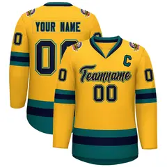 Gold Navy Gold-Aqua Classic Hockey Jersey 1