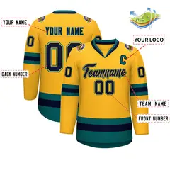 Gold Navy Gold-Aqua Classic Hockey Jersey 2